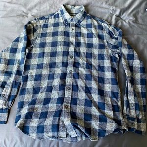 EUC Club Monaco blue + gray plain flannel shirt